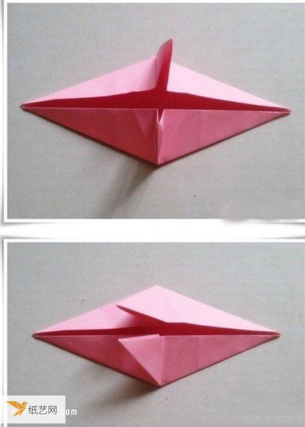 Illustrated method of folding an origami parasol by hand