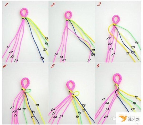 Illustration of how to weave colorful and personalized little girl’s hand ropes