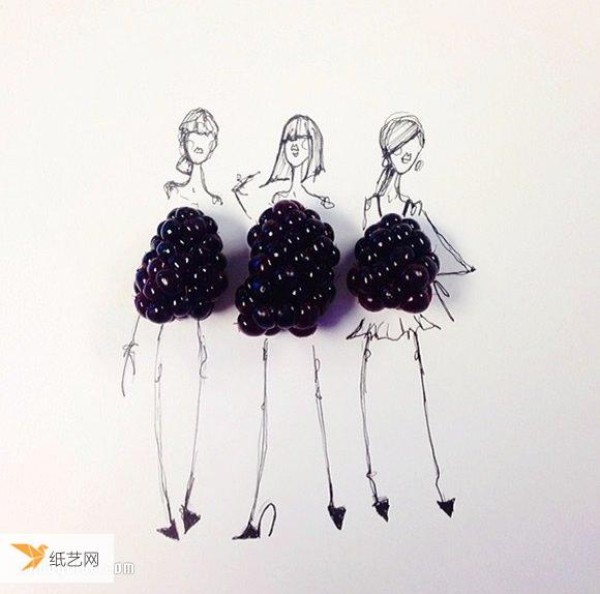 Use fruits and vegetables as ingredients to create stunning fashion paintings