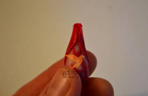 Tutorial on how to make a red rose ring made of ultra-light clay