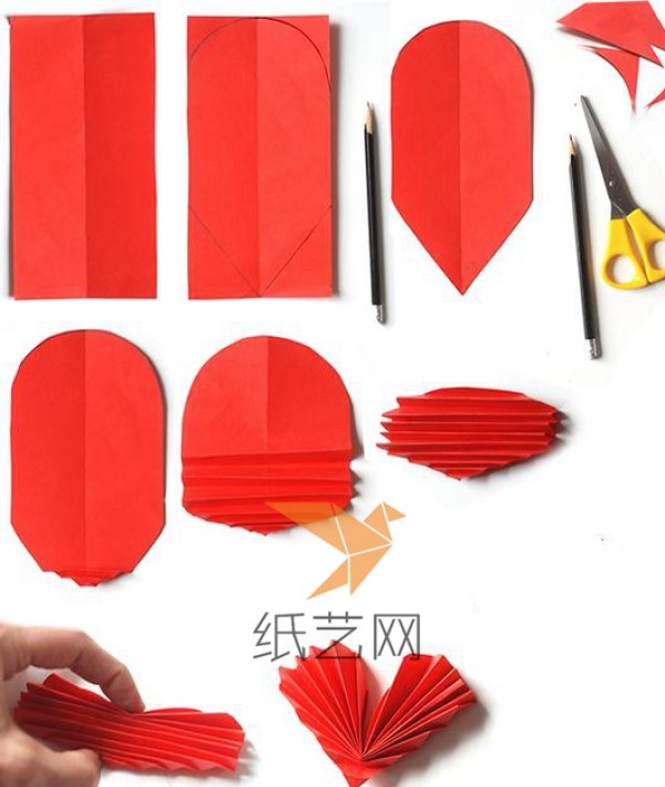 Tutorial on making a beautiful origami heart-shaped sign