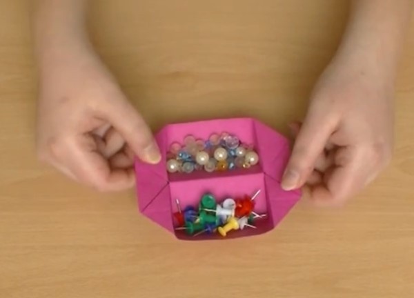 Origami video tutorial for origami double compartment box storage box