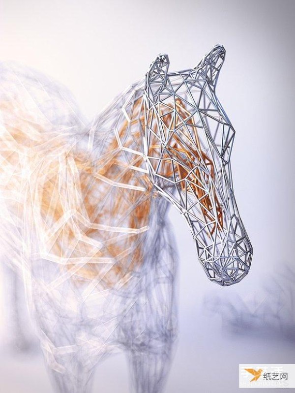 Handmade gold-coated silver wire sculptures entwine the elegant soul of animals