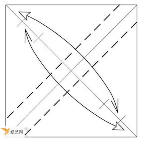 Illustration of the method of hand folding paper sofa chair