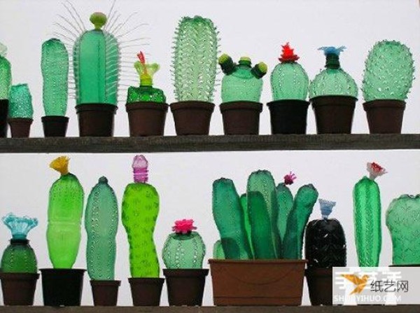 Illustrated tutorial on using waste plastic to make a personalized cactus