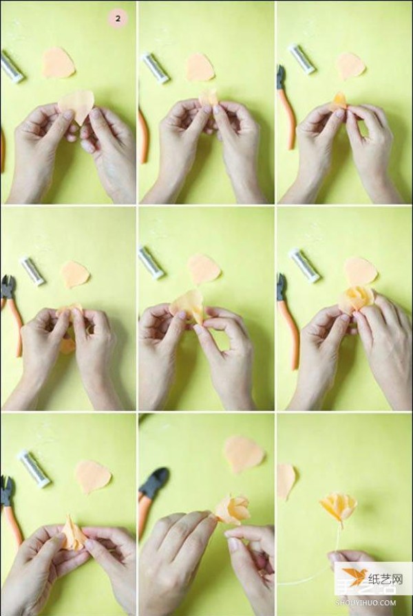 Illustrated step-by-step instructions for making beautiful home flower hangings using crepe paper