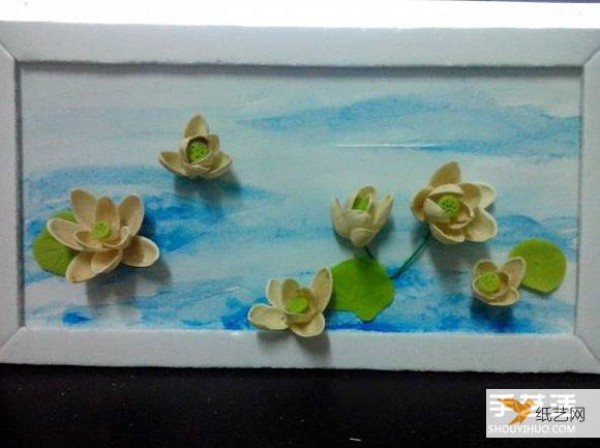 Use pistachio shells to make creative lotus decorative stickers