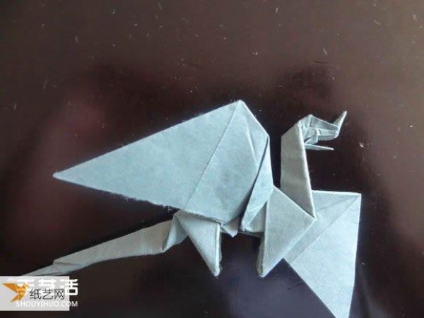 Western dragon with wings origami tutorial illustration