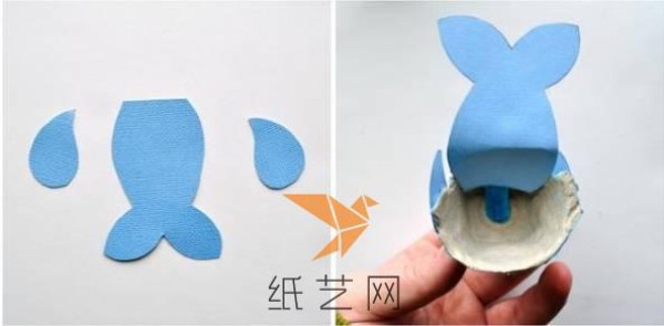 Tutorial on making a cute little whale from waste egg boxes