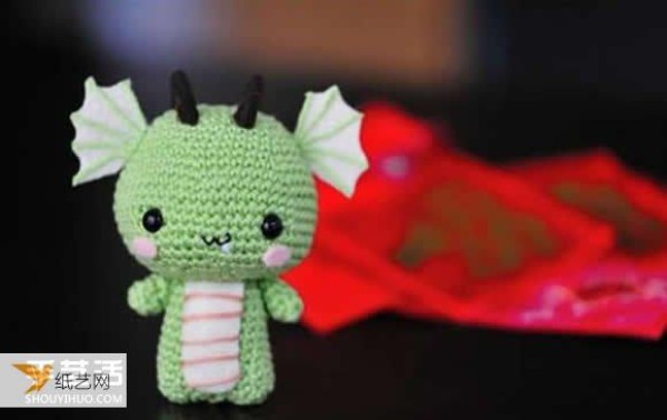 A very cute and unique knitted dragon made with crochet