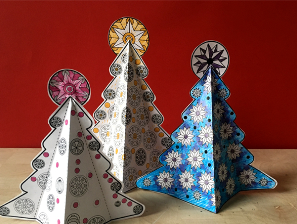 Simple paper craft Christmas tree tutorial (with template)