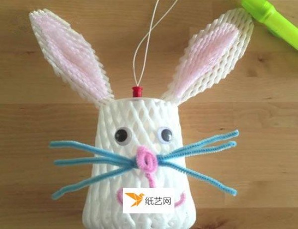 Handmade cute holiday bunny lantern illustration