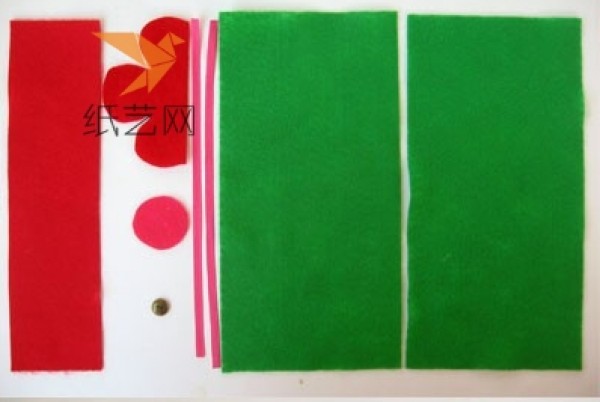 Non-woven pencil case in red and green, chic and easy-to-learn non-woven tutorial