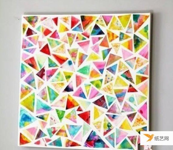 Children can also easily make small decorative paintings using paper cutting and collage.