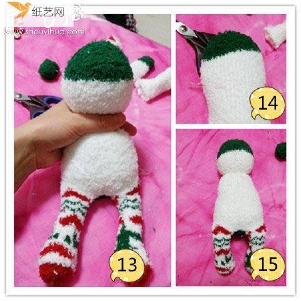 Use waste stuffed socks to make a very personalized Christmas bunny doll