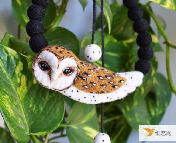 Wool felt owl trinket necklace bracelet pendant works picture