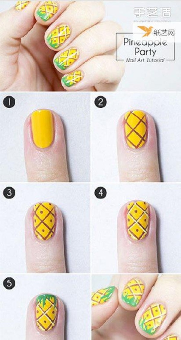 Pictures of nine simple manicure tutorial steps for making various styles