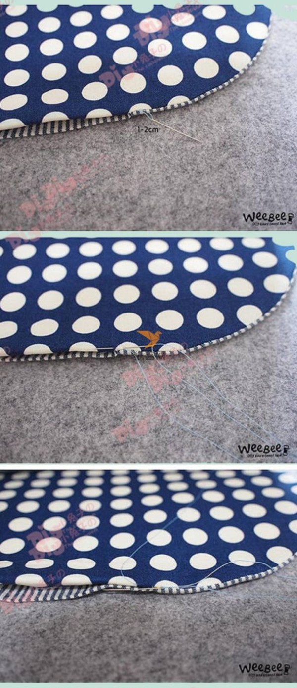 Fabric polka dot pattern clutch bag making tutorial fabric art tutorial