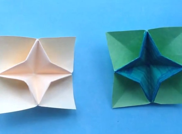 Simple origami flower square four-petal flower tutorial