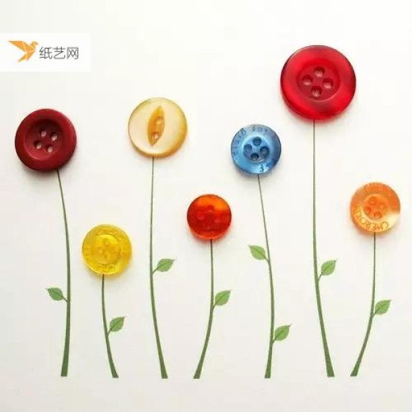 Decorative paintings made of buttons can also be very cute!