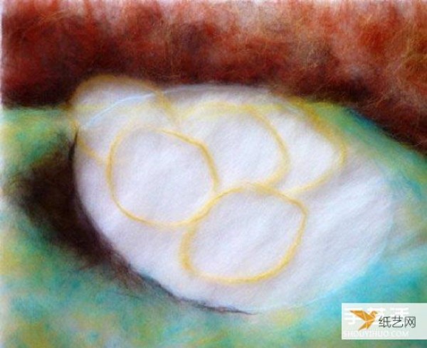 Illustration of how to draw fruit wool felt with a special texture of wool that looks like an oil painting