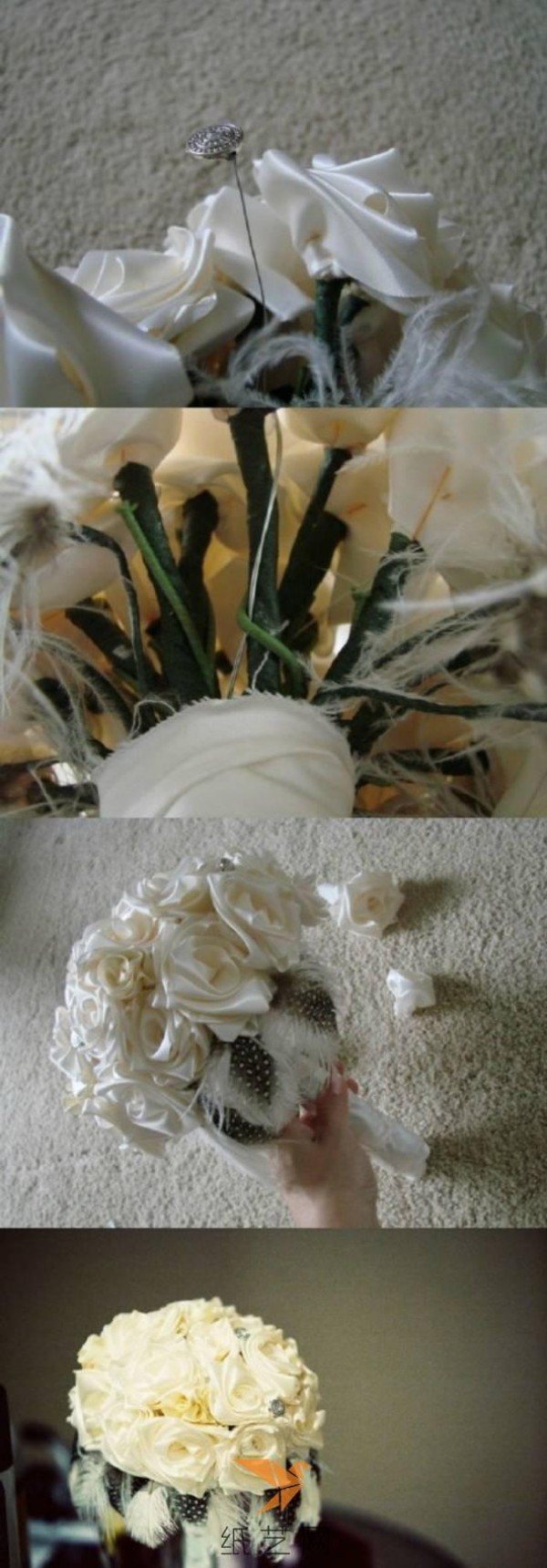 Fabric White Rose Bridal Bouquet Making Tutorial Fabric Tutorial