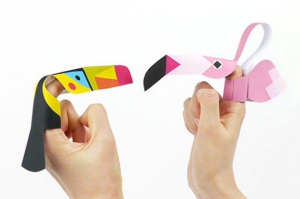 Cartoon finger toy made from paper model drawings