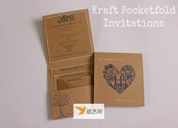 Use kraft paper to fold beautiful invitations