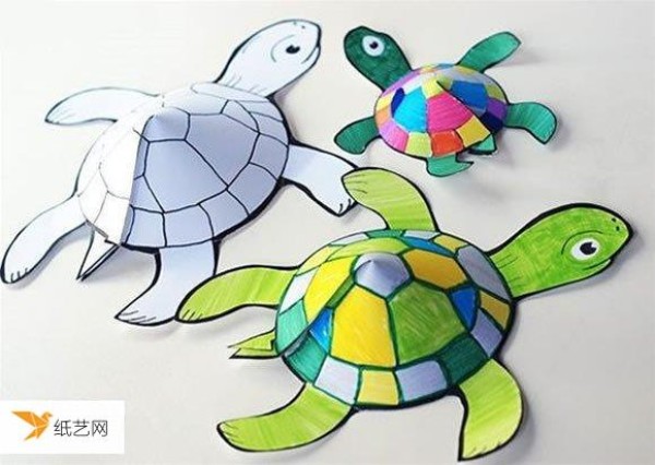 Illustrated tutorial on how to make three-dimensional turtle paper-cutting by hand for children