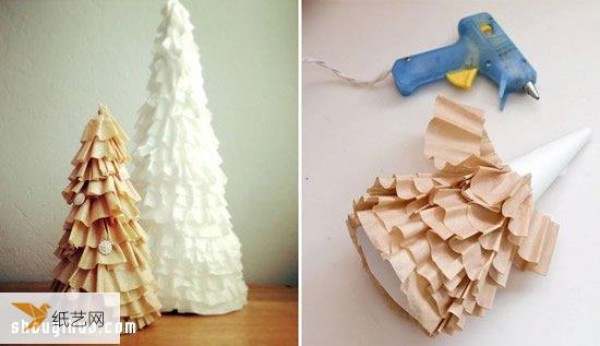 Illustrated tutorial on using coffee filters to turn waste into treasure and making a personalized Christmas tree by hand