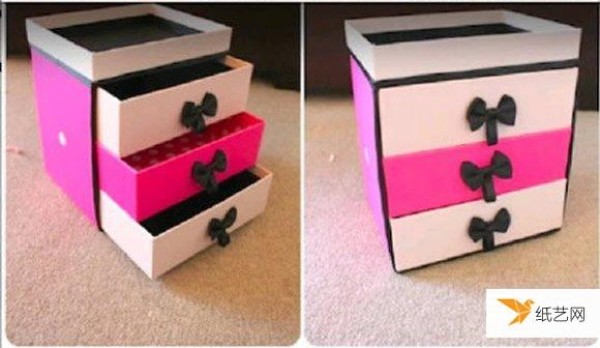 Use excess carton waste to make personalized storage boxes with drawers by hand