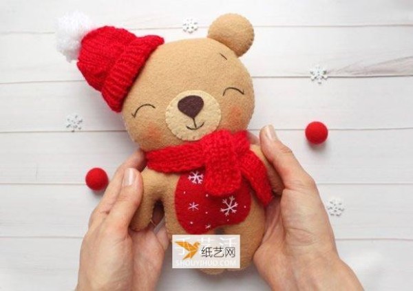 Super cute New Year bear doll made of non-woven fabric