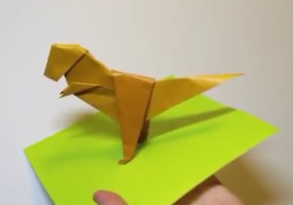 Tutorial on how to make a simple origami Tyrannosaurus rex