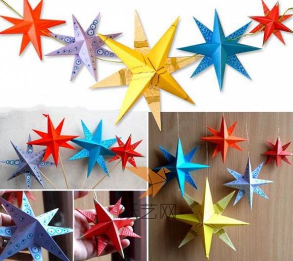 Tutorial on making beautiful 3D star decorations by hand for children