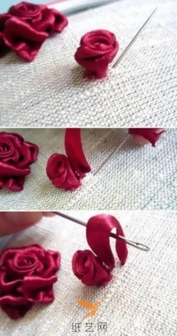 Ribbon embroidery rose tutorial embroidery fabric tutorial