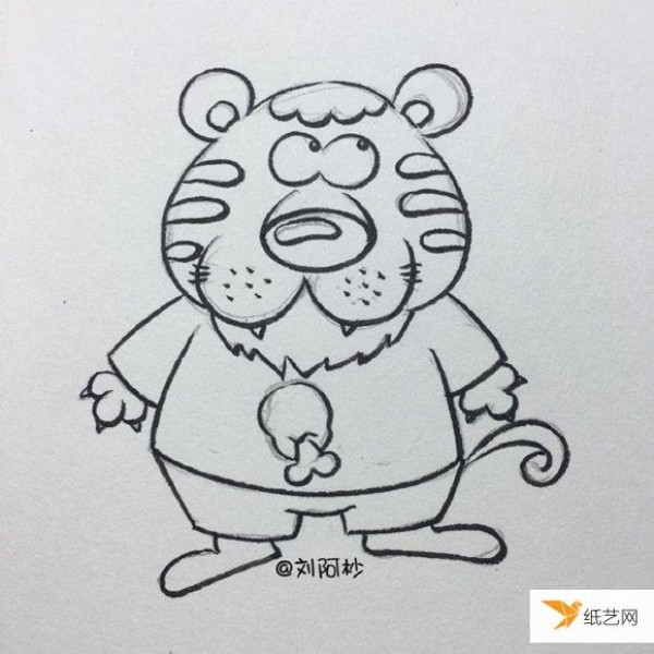 Simple drawing method of cartoon Mr. Tiger who looks very cute