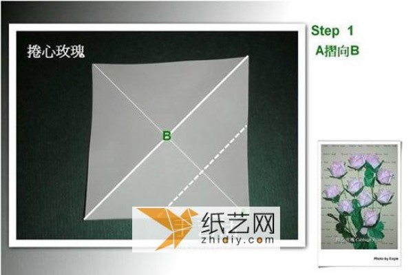 Illustration of the super beautiful method of folding a rose with a rolled heart Detailed process of folding a rose with a rolled heart