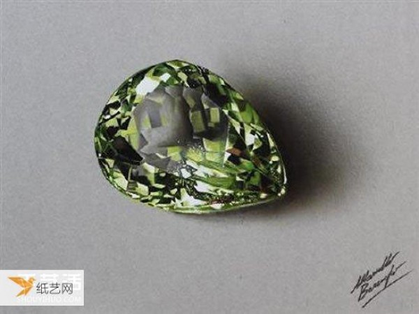 A three-dimensional colored pencil drawing to create a magical crystal jewelry