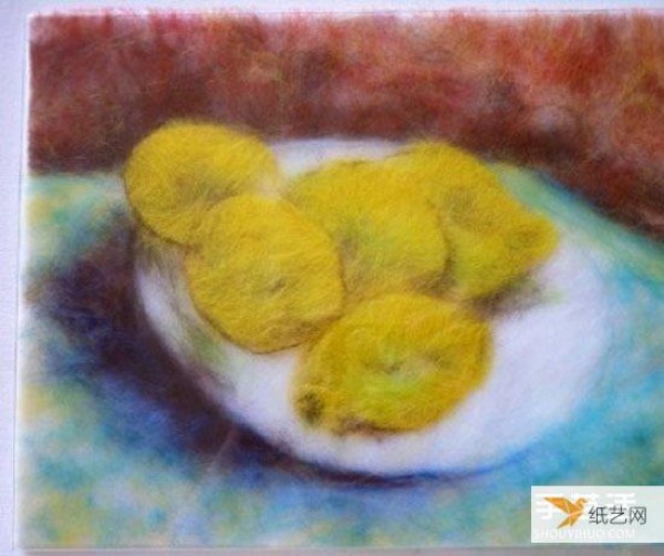 Illustration of how to draw fruit wool felt with a special texture of wool that looks like an oil painting