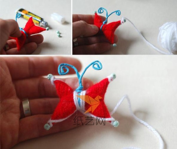 Tutorial on how to make a flying little butterfly with wool knitting