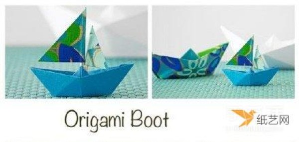 Illustrated steps on how to make an origami boat by hand