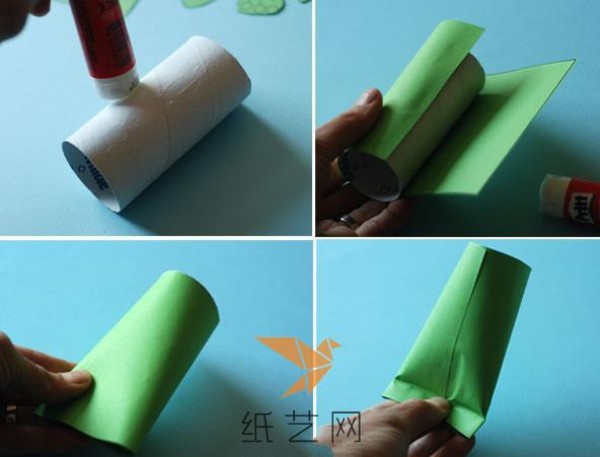 Toilet paper tube turns into a little frog in childrens craft