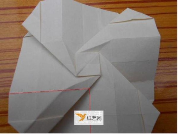 Illustration of the specific folding method of Fukuyama Paper Rose