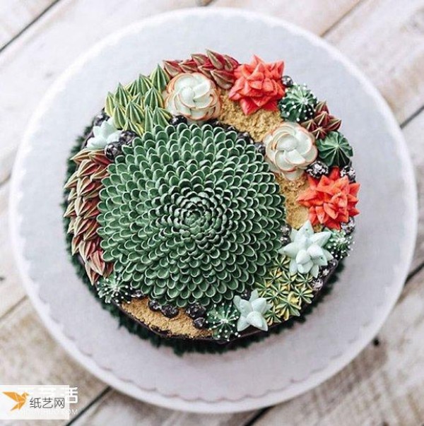 A lifelike succulent cake freshly baked