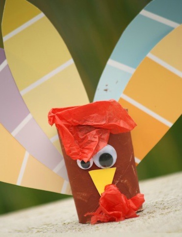 Use old paper tubes and old magazines to make funny turkey decorations for Thanksgiving