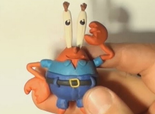 Clay soft pottery Mr. Crab handcrafting tutorial