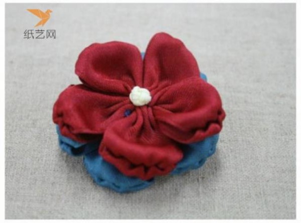 Fabric art tutorial Korean fresh and sweet style two-color double-layer flower hair accessories and hair ties fabric art production tutorial