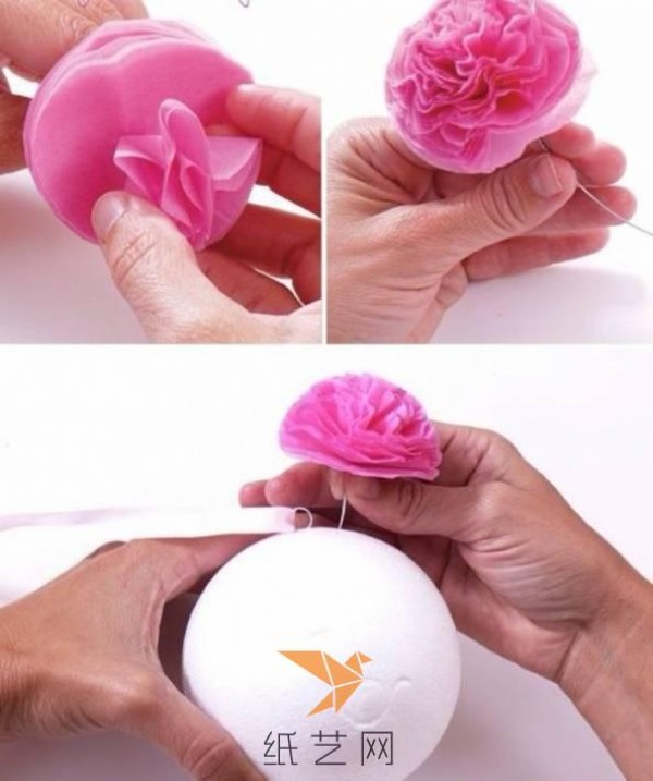 Paper art small hibiscus flower ball making tutorial paper art tutorial