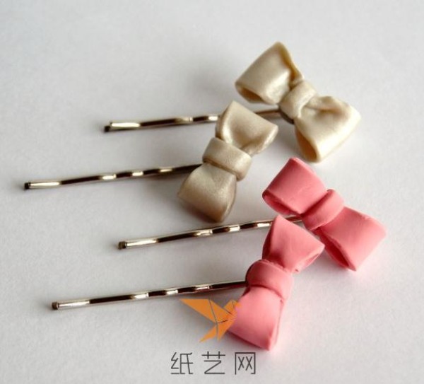 Tutorial on cute bow hairpins made from ultra-light clay