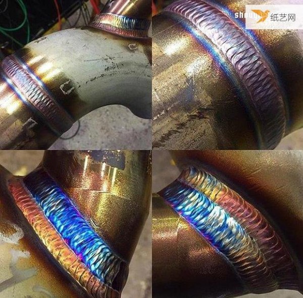 Use welding technology to burn out a magical rainbow on the metal pipe